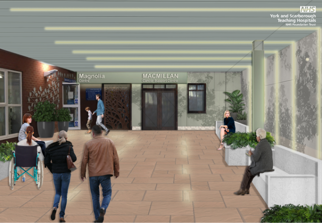 An artist's impression of the outside of the new cancer support centre.